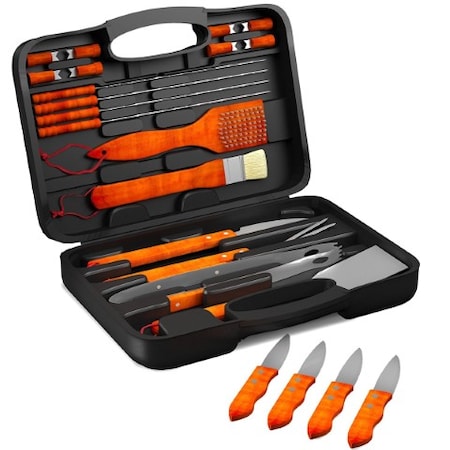 Hastings Home 22-piece Wood BBQ Grill Tool Set Stainless Steel Barbecue Accessories with Wooden Handles 520784TVE